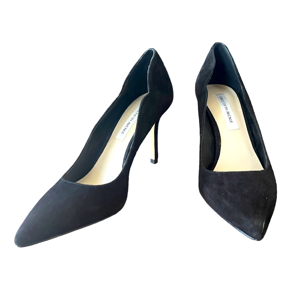 Saks Fifth Avenue‎ Bolton Suede Stiletto Pump Black 5.5 NWT